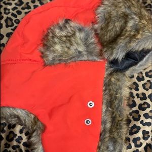 Winter fur lined hat w/detachable face mask